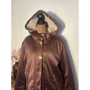 Express Winter Heavy Brown Jacket Faux Fur Lined Womens Sz X-Large